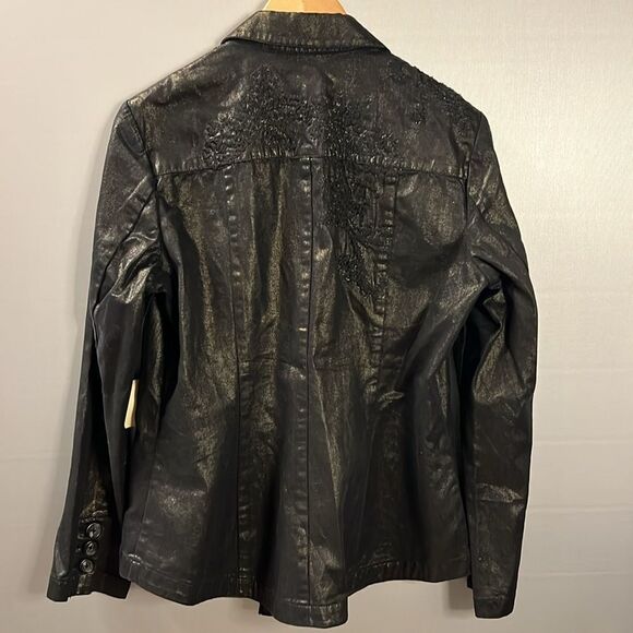NWT Coldwater Creek Black Gold Metallic Embroidered Riding Jacket 12 misses - Picture 11 of 11